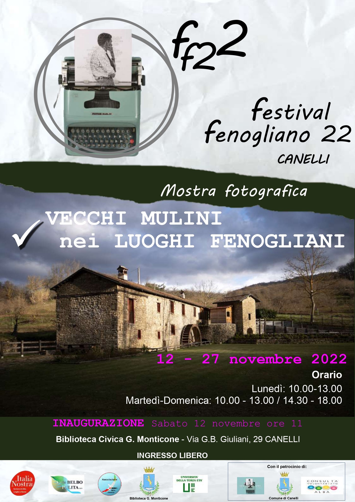 Canelli | Mostra fotografica “Vecchi mulini nei luoghi Fenogliani”
