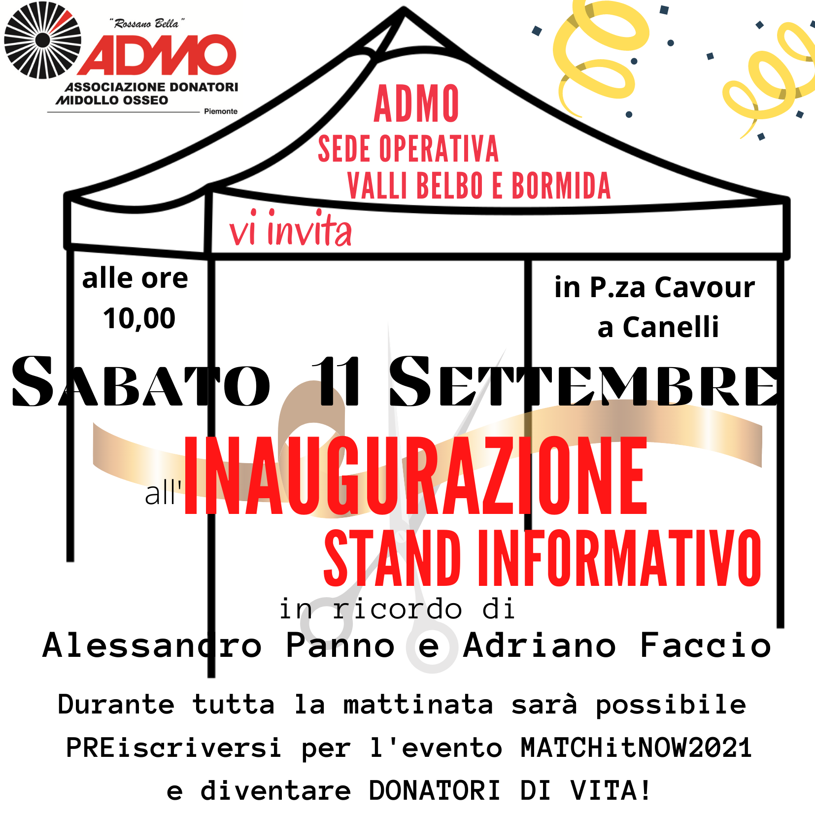 Canelli | Inaugurazione stand informativo ADMO Valli Belbo e Bormida