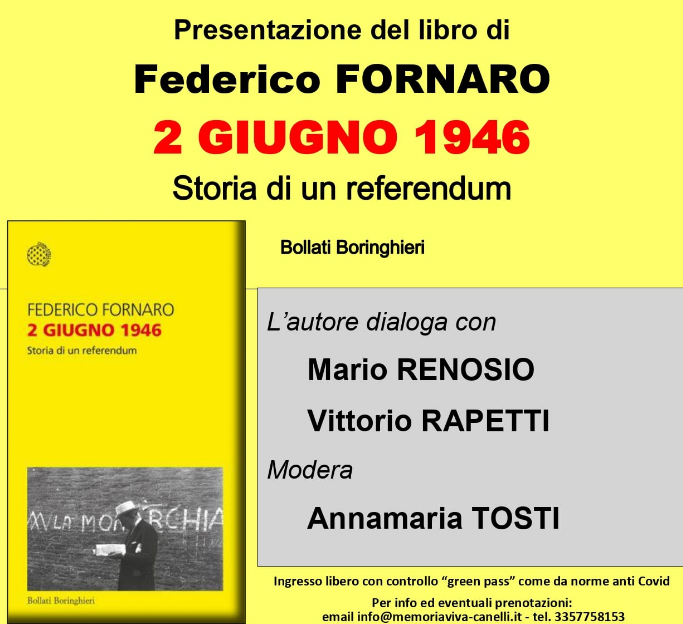 Canelli | Presentazione libro "2 GIUGNO 1946 – Storia di un referendum"